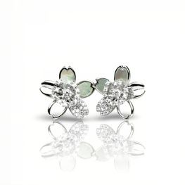 Pendientes madre Perla flor Plata de 1ª ley(925 milésimas)