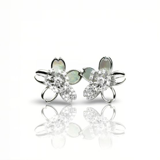 Pendientes madre Perla flor Plata de 1ª ley(925 milésimas)