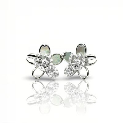 Pendientes madre Perla flor Plata de 1ª ley(925 milésimas)
