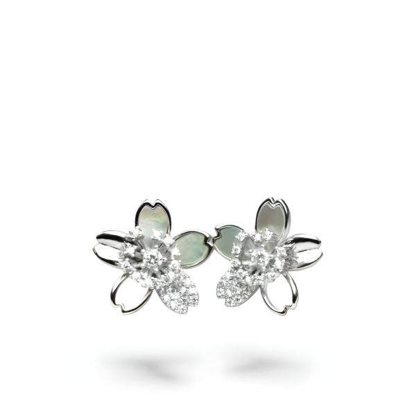 Pendientes madre Perla flor Plata de 1ª ley(925 milésimas)