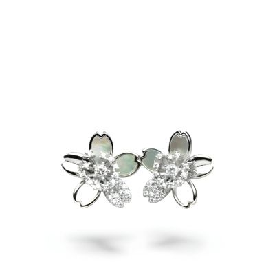 Pendientes madre Perla flor Plata de 1ª ley(925 milésimas)