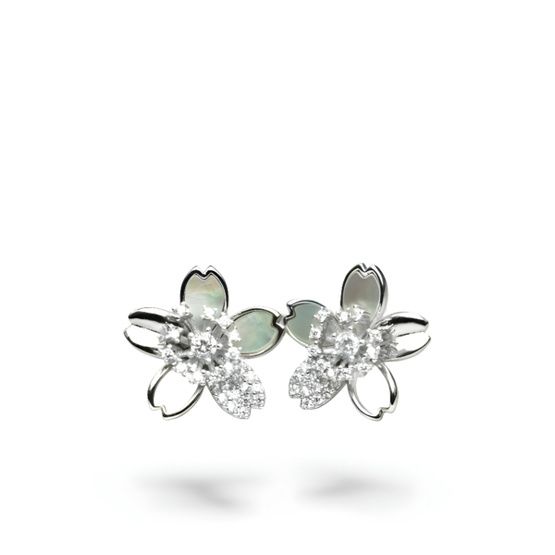 Pendientes madre Perla flor Plata de 1ª ley(925 milésimas)