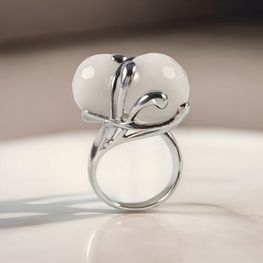 Anillo MONDE BLANC de oro blanco de 18k y Agatas naturales 